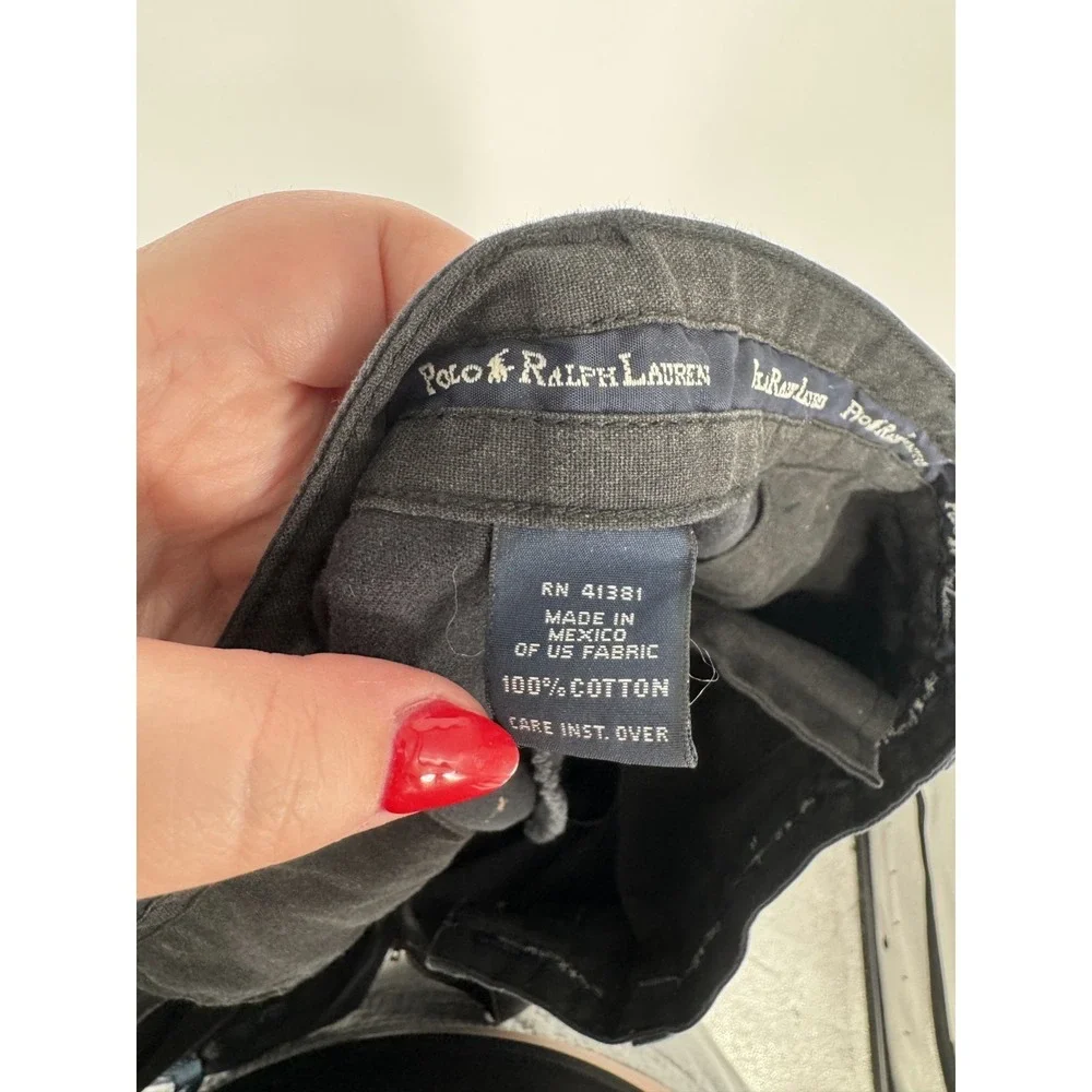 Polo Ralph Lauren Andrew Pants Mens Size 35x32 Black Vintage Baggy Pleated Chino
